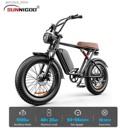 Bikes B9 Ectric Bicyc 48V 20Ah 1000W Motor eBike 20X4 Fat Tire 5 Model And 7 Speed Ebike Dual Disc Brake L48