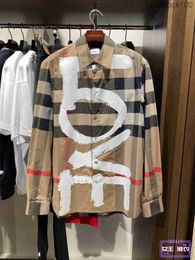 Fashion Luxury Buurberlyes Clothes for Women Men New Classic Chest Love Graffiti Letter Plaid Shirt Jacket for Men Women with Brand Original Logo