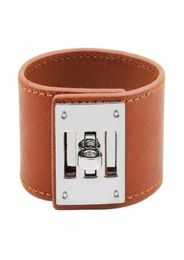 Luxury Cuff Women Leather Bracelet Bangles Simple Steel Lock Design Wide Wrap Charm Bracelets Female Jewelry9388485