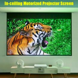 120 inch 150 inch 4:3 16:9 China wholesale projection screens in ceiling Motorised projector screen for Normal projector