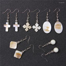 Dangle Earrings Fashion White Natural Mother Of Pearl Shell Drop Female Cross Statement For Women Jewellery Gifts