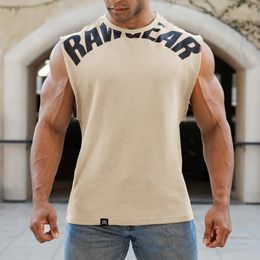 Mens Sleeveless Shirt Tank Tops Loose Fit Heavy weight Tee for GYM Men Workout casual top mens jogging vest 240416