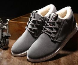 Ankle boots for men boots waterproof 2017 short plush warm shoes cheap flat with snow boots suede 39443365813