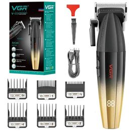 Original VGR Metal 9000RPM Professional Mens Hair Clipper Rechargeable Hair Trimmer Barber Cordless Hair Cutting Electric Salon 240412