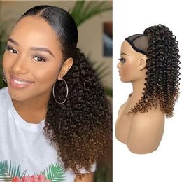 Kinky Curly Hair 1PC 120g Pieces 10-16inch High Fashion Ponytail Remy Human Hair Clip Hair Extensions