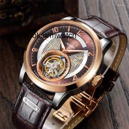 Desginer Mechanical Automatic Watch Men Mechanical Sapphire Tourbillon Skeleton NESUN Glass Rotary Real Hand Wind Clocks