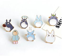 Whole 1pc Harajuku Unisex Alloy Enamel Anime Cute Totoro Girl Broche Badges Lapel Pin Safe Brooches Scarf Cool Boy Women Jewe9083002