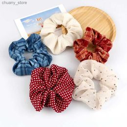 Hair Rubber Bands 58 Styles Women Large Hair Bands Korean Satin Yarn Cotton Hair Ties Girls Plaid Pattern Elastic Rope Scrunchies Hair Accessories Y240417