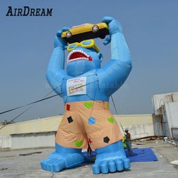 10mH (33ft) with blower Customized Rooftop Car advertising Inflatable blue Gorilla kingkong balloon for sale