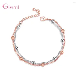 Charm Bracelets Special Design 925 Sterling Silver Mixed Colour Two-in-one Double Chains Bangles Adjustable Women Fashion Jewellery