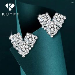 Stud Earrings 0.6cttw Moissanite Diamond With Certificates 925 Sterling Silver Heart Shape Earring For Women Fine Jewellery KUTPF