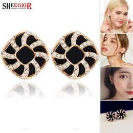 Stud Earrings Lovely Rose Mini Small Fashion Ornaments Rhinestone Flower Love For Women Girls Accessories Romantic Gift