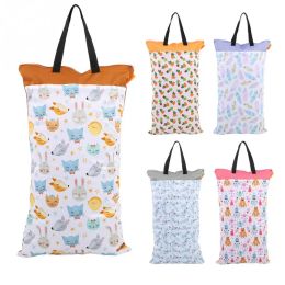 Belt 40*70cm Waterproof Wet/Dry Diaper Pail Bag Reusable Doubl Pockets Large Hanging Cloth Diaper Bag Laundry Nappy Wet Bags