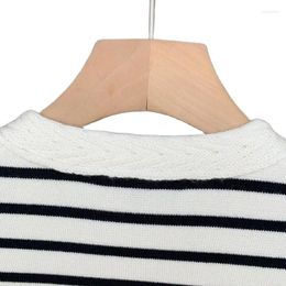 Women's Knits 2024 Women Striped Knit Wool Cardigan Buttons Autumn Winter Chic Sweet Design Trendy Stylish High Street Fashion Casual M