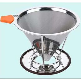 Durable 304 Stainless Steel Water Portable Filter Screen Coffee Maker Parts Funnel Filters 95Mm Height 2024