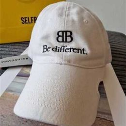 Designer Baseball Hat Embroidered Summer Fashion Ball Cap Belenciagaa - #034;be Different #034; White Cap - Medium (57cm) - Bnwt - Rrp 295wlD001