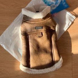 Pet Dog Plush Cotton Jacket Autumn Winter Coats Wear Peach Skin Velvet Vest Teddy Frise with Traction Buckle Clothing 240402