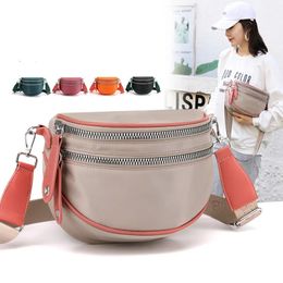 Vento Marea Saddle Shoulder Bag For Women Nylon Wide Strap Crossbody Bag Quality Waterproof Soft Small Purse Handbags 240402