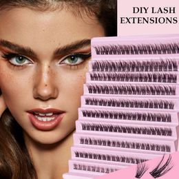 False Eyelashes Cluster Lashes D Curl Individual Lash Clusters Extension Natural Look Reusable Glue Bonded Black Super Thin Band