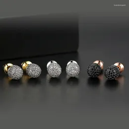 Stud Earrings Full Cubic Zirconia Paved Bling Iced Out Round For Women Men Hip Hop Rapper Jewellery Gifts