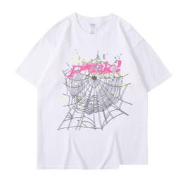 Mens T-Shirts Male And Female T-Shirt Singer Youngthug Spider Web Print Loose Casual Niche Trendy Couple Pure Cotton Street Drop Deliv Dhdw7