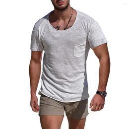 Men's T Shirts Brand Men Tops T-shirt Tee White/Gray/Black/Blue Blouse Casual Mesh Muscle Round Neck Short Sleeve