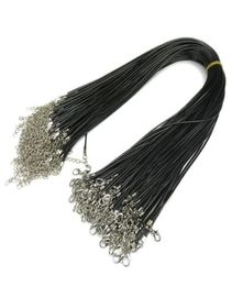 Black Wax Leather Necklace 15cm20cm Cord String Rope Wire Extender Chain with Lobster Clasp DIY Fashion jewelry component4376885