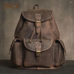 Backpack Vintage For Men Genuine Leather Fashion Bag Casual Outdoor High Quality Laptop Trend Travel