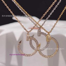 Designer Cartrres nacklace simple set pendant S925 Sterling Silver Card Home Full Diamond Nail Necklace High Version CNC Fine Carving Color Separation Electroplat