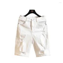 Men's Shorts Summer Loose Large Size Straight Casual Solid Color All-match Jeans Ripped Five-point Pants