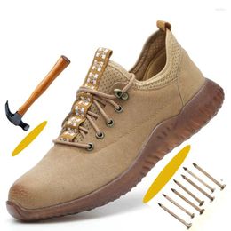 Casual Shoes Anti-Hit Comfortable Safety For Men Steel Toe Cap Work Protect Foot Solid Soft Rubber Leather