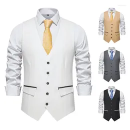 Men's Vests 2024 Suit Vest Prom Wedding Dress Clothes Slim Waistcoat Fashion White Single Breasted Top