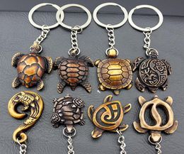 Jewelry Whole 20pcs Cool Hawaiian Surf Sea turtles Keyrings Imitation Yak Bone cute tortoise Keychains Car Key Rings for men w4370775