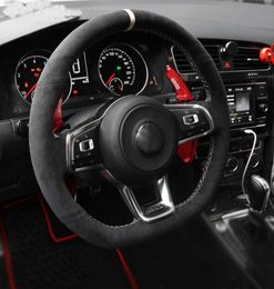 Wholesale Alcantara Hand-stitched Car Steering Wheel Cover for VW Golf 7 GTI Golf R MK7 VW Polo GTI Scirocco 20156018782