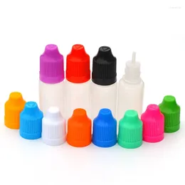 Storage Bottles 200 Sets 10ml Empty Plastic Dropper Bottle With Multicolor Childproof Cap And Long Thin Tip E Liquid Needle Vail