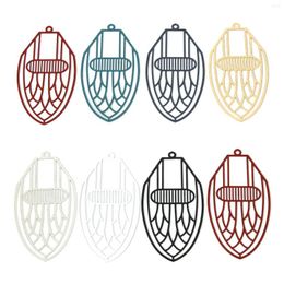 Charms 10pcs Creative Iron Alloy Filigree Stamping Pendants Multicolor Geometic Painted DIY Necklace Jewellery 5cm X 2.6cm