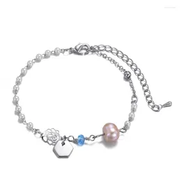 Charm Bracelets Trendy Flower Pearl Charms For Women Hollow Roses Blue Crystal Beads Bracelet Valentine Mother Day's Gift