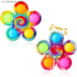 Novelty Games Tie Dye Simple Fidget Spinner Pop Finger Toys Push Bubble Hand Spinner for ADHD Anxiety Stress Relief Sensor Gifts for Kids Q240418