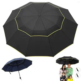 Umbrellas Folding Umbrella Large 10 Ribs Double Layer Manual Open Sun Rain Windproof Storm Proof For Outdoor Traveling Sporting