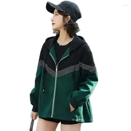 Women's Jackets 2024 Spring Autumn Short Hooded Jacket Women Coat Tops Fashion Stitching Loose Casual Outerwear All-Match Female 4XL