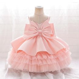Girl Dresses Born Infant Party For Girls Princess Dress Baby Kids Bow Knot Prom Gown Wedding Children 1st Birthday Ball