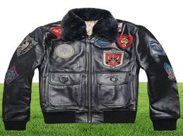 AVIREX 2019 real fur collar cowskin flight jacket men bomber jacket men genuine leather coat motorcycle4357838