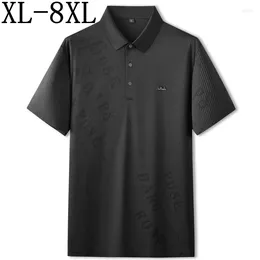 Men's Polos 8XL 7XL 6XL 2024 Summer Top Grade Luxury Striped Shirts For Men Tops Business Male Clothing Casual Loose Mens Polo Shirt