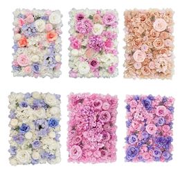 Artificial Flower Wall Panel Silk Rose Flowers 3D Backdrop Wall Wedding Home Party Stage Background Decoration Artificial Plan 240409