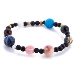 Natural Stone Beaded Strands Bracelets Bangles New Handmade Solar System Universe Galaxy The Eight Planets Star Bracelet Women Ela2417768