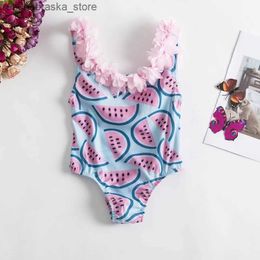 One-Pieces Baby swimsuit one-piece swimsuit floral print swimsuit childrens swimsuit beach suit pleated swimsuit bikini backless swimsuit Q240418