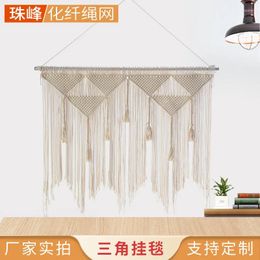 Tapestries Woven Tapestry Triangle Shape Decoration White Tassel Wall Hangings