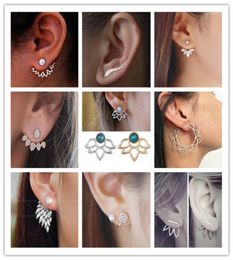 2019 NEW Charm Crystal Flower Earrings For Women Fashion Jewellery Double Sided Gold Silver Earrings Gift For Party Friend13251482