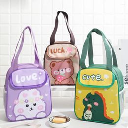Storage Bags Lunch Box Bag Cartoon Pictures Insulation Keep Thermal Water Bottle Pouch Standing Soft Handle Bento Container For Picnic