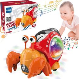 Children Toy Crawling Crab Walking Dancing Electronic Pets Robo Hermit Crab Snail Glowing With Music Light Baby Toddler Toy Gift 240407